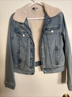 Classic Light Blue Denim Sherpa-Lined Jacket